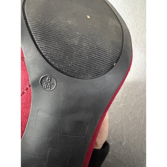 Ankle Booties Womens Size 8 Red Faux Suede Ruffle Stiletto Dress Heel Boot - Picture 6 of 6